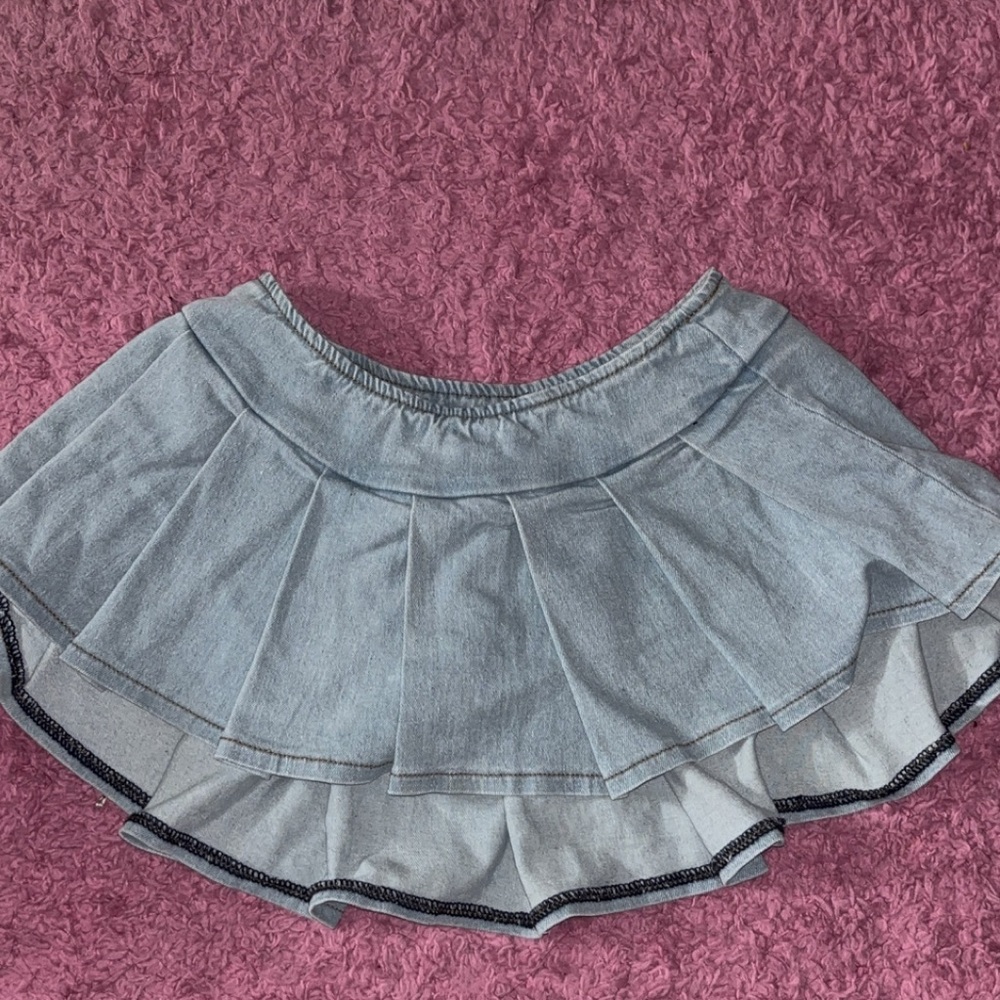 Denim Pleated Skirt